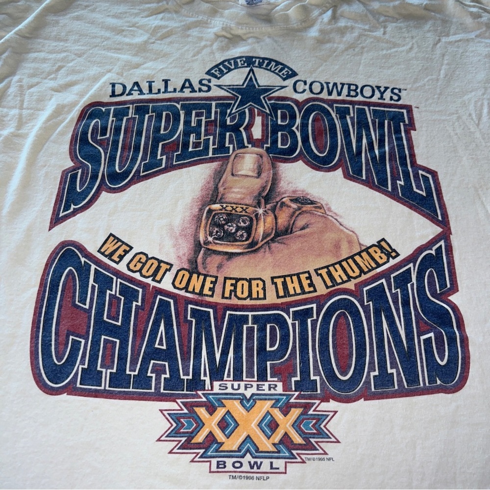 VTG 1995 Dallas Cowboys Super Bowl XXX Champions Starter T Shirt Sz XL USA Made